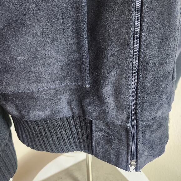 Vintage Outdoor Exchange Black 100% Leather Suede & Knit Bomber Jacket, Medium - Picture 10 of 12